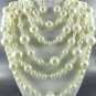 GOLD PLATED METAL 5LAYERED CREAM PEARL BALL NECKLACE SET. 18"L - 4"EXTENDER