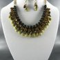GOLD PLATED METAL TINY TEAR DROP BEADS DANGLING NECKLACE SET. 17"L - 3"E.