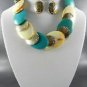 NGOLD PLATED METAL DECO RHINESTONE DOUBLE TONE NECKLACE SET. Turqupodr EARRINGS