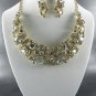 5 ColorsPLATED METAL RHINESTONE NECKLACE SET 17"L- 3"EXTENDER EARRINGS