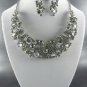 5 ColorsPLATED METAL RHINESTONE NECKLACE SET 17"L- 3"EXTENDER EARRINGS