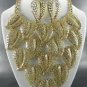 Nice GOLD LEAF DANGLING NECKLACE SET. 18"L - 3"EXTENDER EARRINGS