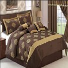 7 PC. M BROWN COMFORTER SET   KING OR QUEEN
