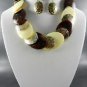 NiGOLD PLATED METAL DECO RHINESTONE DOUBLE TONE NECKLACE SET. Brown EX EARRINGS