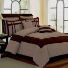 8pc Luxury Comforter Set-  Taupe/ Chocolate    KING