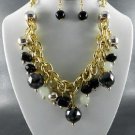 #N GOLD PLATED METAL MULTI COLOR BEADS DANGLING NECKLACE  EARRINGS