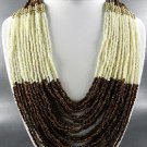 #QUALITY SEED BEADS DOUBLE TONE COLOR MULTI STRING NECKLACE. 19"LEARRINGS