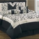 7PC LUXURY BLACK/WHITE DESIGNED COMFORTER SET - VERY NICE  KING OR QUEEN