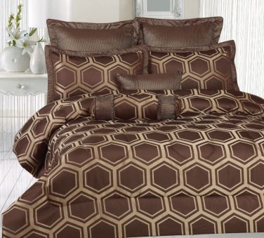 8 pc Luxuray Brown/Tan  Bedding Set- Nice