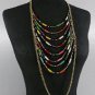 GOLD PLATED METAL ASST COLOR BEADS LONG NECKLACE SET. 36"