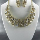 Choice 5 Colors to Choose from RHINESTONE NECKLACE SET 17"L- 3"EXT  EARRINGS