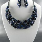 # 5 RHINESTONE NECKLACE SET 17"L- 3"EXT  EARRINGS