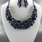 # 5 RHINESTONE NECKLACE SET 17"L- 3"EXT  EARRINGS