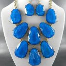 # 2CHUNKY MARBLE LOOK ABALONE COLOR NECKLACE SET. 18"L - 4"EXTEND. with Earrings