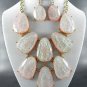 #3 CHUNKY MARBLE LOOK ABALONE COLOR NECKLACE SET. 18"L - 4"EXTEND. with Earrings