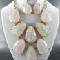 #3 CHUNKY MARBLE LOOK ABALONE COLOR NECKLACE SET. 18"L - 4"EXTEND. with Earrings
