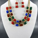 Color Choice of Metal Linked Necklace and Earring Set