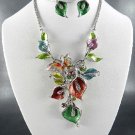 8 Color Choices of Lily Dangle Necklace and Earring Set 18" L with  and Earrings