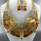 4 Color Choices of DECO RHINESTONE MULTI COLOR RESIN BEADS NECKLACE SET. 18"L