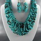 4 Color Choice of  Multiple Color String Beads Necklace and Earring Sets 18" L w