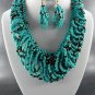 4 Color Choice of  Multiple Color String Beads Necklace and Earring Sets 18" L w