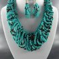 4 Color Choice of  Multiple Color String Beads Necklace and Earring Sets 18" L w