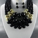 #3 ASST BEADS 3LAYERED NECKLACE SET. 17"L - 4"EXTEND EARRINGS