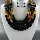Brown Aztec Beaded Necklace and Earring Set