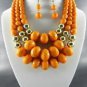 ASST BEADS 3LAYERED NECKLACE SET. 17"L - 4"EXTEND EARRINGS