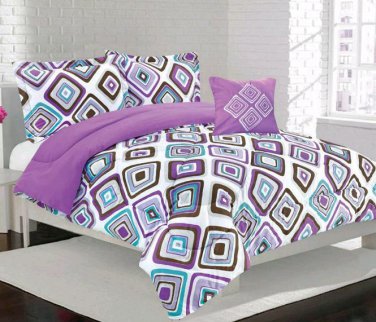 Purple Diamonds Comforter  Set - TWIN or FULL  Size