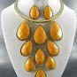Mustard Teardrop Choker Style Necklace and Earring Set