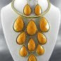 Mustard Teardrop Choker Style Necklace and Earring Set