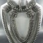 #SILVER PLATED EGYPTIAN METAL BASEDECO RHINESTONE CHUNKY NECKLACE SET.  EARRINGS