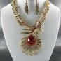 #Stone Feathered Stone Necklace and Earrings