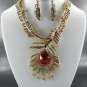 #Stone Feathered Stone Necklace and Earrings
