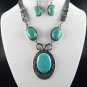 &Turquoise Stone Necklace and Earring Set 18" L with and Earrings