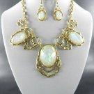 &White QUALITY OPAL LOOKING PENDANT NECKLACE SET. 17"L