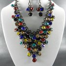Pretty # 9 DANGLING YOUR CHOICE OF COLOR STONE NECKLACE SET. 1Earrings