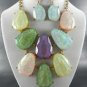 CHUNKY MARBLE LOOKING ABALONE COLOR Mix NECKLACE SET18"L- 4"EXTEND with Earrings