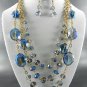 2 Colors to Choose From Glass  MULTI LAYERED  Necklace  18"L -  EARRINGS