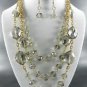 2 Colors to Choose From Glass  MULTI LAYERED  Necklace  18"L -  EARRINGS