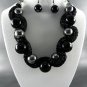 Pretty B METALLIC FABRIC BASE BALL NECKLACE SET. 17"L - 3"-  EARRINGS