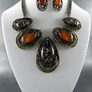 Pretty #4 Stones Necklace and Earring Set