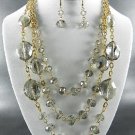 Pretty 2 Colors to Choose From Glass  MULTI LAYERED  Necklace  18"L -  EARRINGS