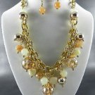 3 Color ChoicesGOLD PLATED METAL MULTI COLOR BEADS DANGLING NECKLACE  EARRINGS