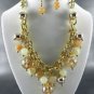 3 Color ChoicesGOLD PLATED METAL MULTI COLOR BEADS DANGLING NECKLACE  EARRINGS