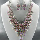 Pretty # 5 DANGLING YOUR CHOICE OF COLOR STONE NECKLACE SET. 1Earrings