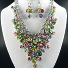 Pretty #2 DANGLING YOUR CHOICE OF COLOR STONE NECKLACE SET. 1Earrings