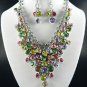 Pretty #2 DANGLING YOUR CHOICE OF COLOR STONE NECKLACE SET. 1Earrings