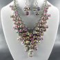 Pretty # 7 DANGLING YOUR CHOICE OF COLOR STONE NECKLACE SET. 1Earrings